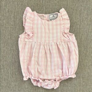 Petite Plume Pink Gingham Ruffle Baby Romper